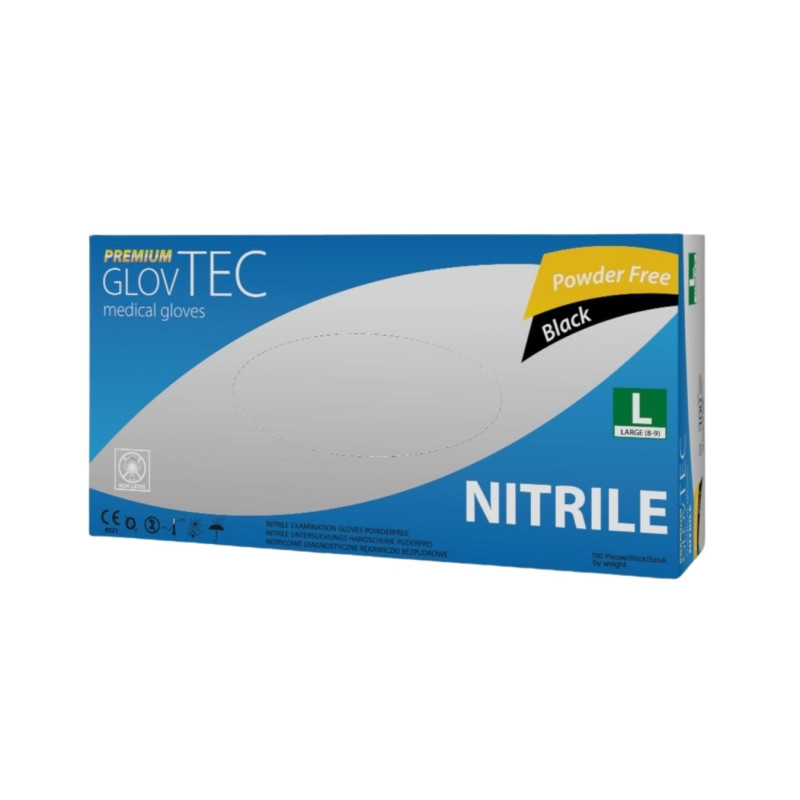 Vienkartinės nitrilinės pirštinės GlovTec juodos L 100vnt