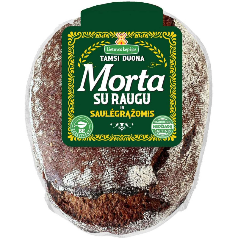 Tamsi duona ''MORTA'' su raugu ir saulėgrąžomis, 500g