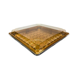 Plastikinis indelis su dangteliu 1vnt užkandžiams 25,5 x 25,5 x 4,5 cm