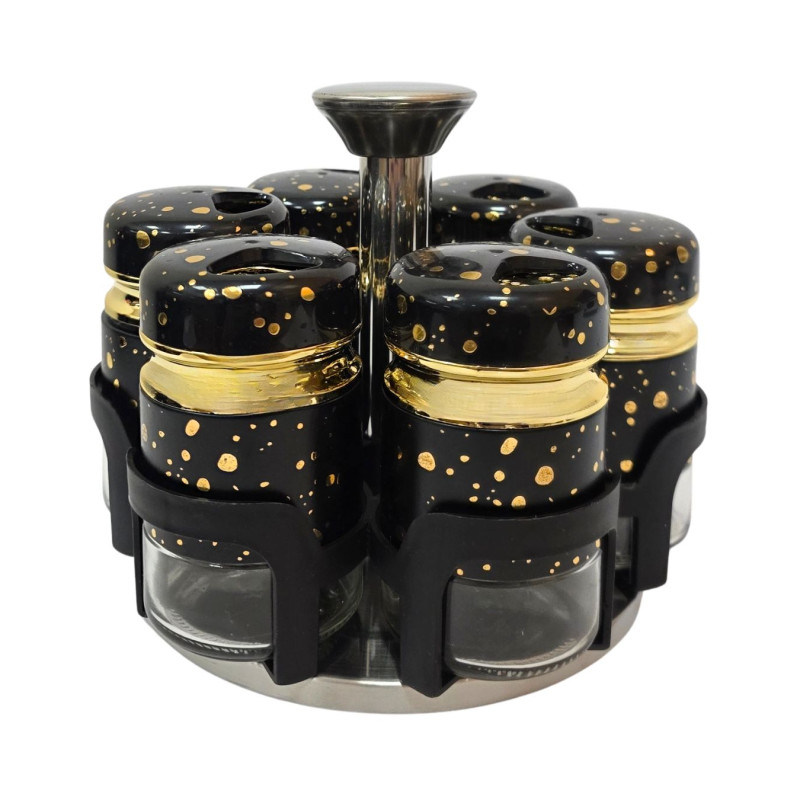 Stiklinė prieskoninė su 6 indeliais