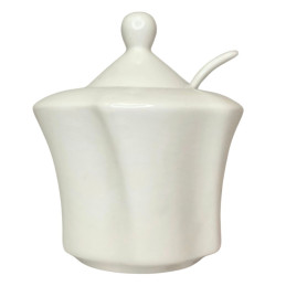 Keraminė cukrinė su dangteliu + šaukštelis