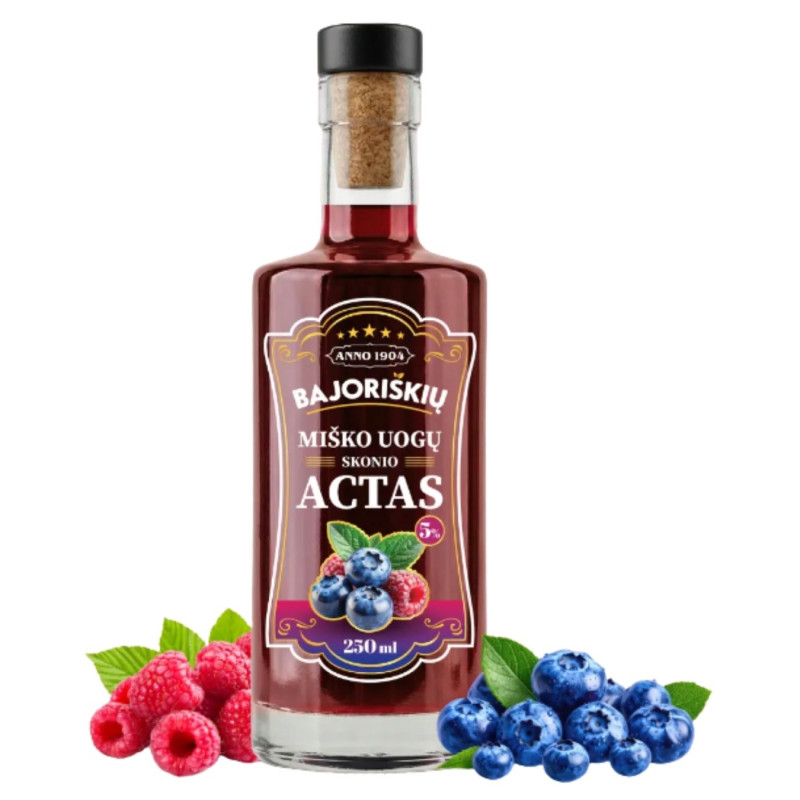 Miško uogų skonio spirito actas Bajoriškių 5%, 250ml