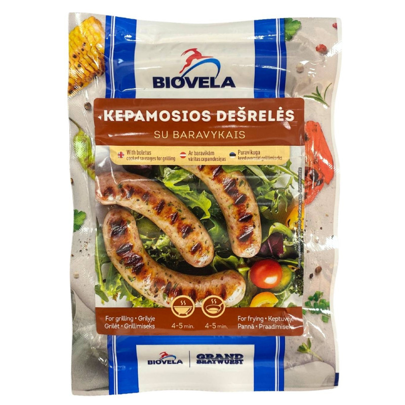 Virtos kepamosios dešrelės su baravykais  300 g Biovela
