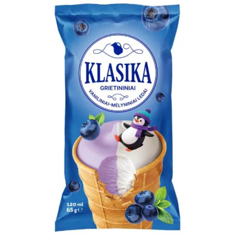 Ledai Klasika vaniliniai - mėlyniniai grietininiai 120ml