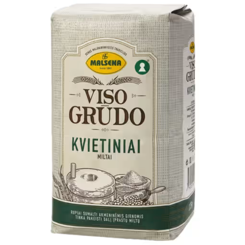 Viso grūdo kvietiniai miltai Malsena 1.75kg