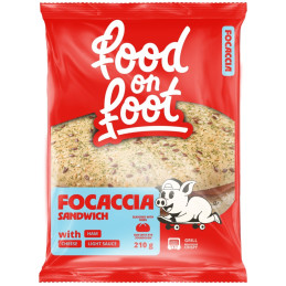 Sumuštinis  Focaccia  210g su kumpiu, sūriu ir švelniu padažu