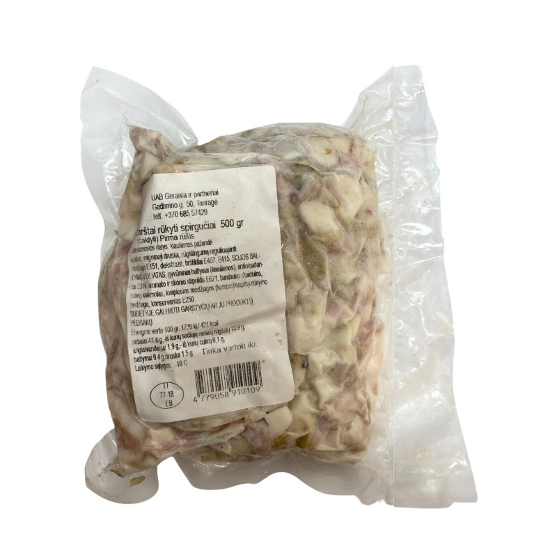 Karštai rūkyti kiaulienos spirgučiai šaldyti 500g