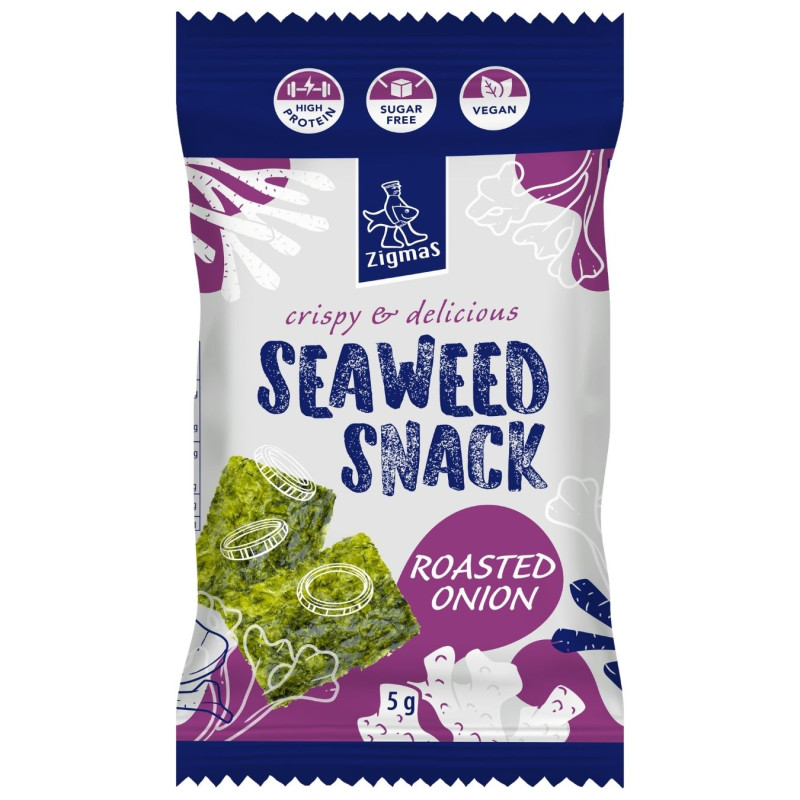 Jūros dumblių užkandis Zigmas kepintų svogūnų skonio, 5g