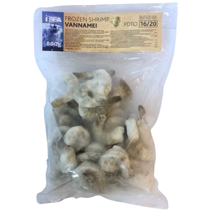 Šaldytos baltakojų krevečių uodegėlės,nevirtos, be kiautų 800 g