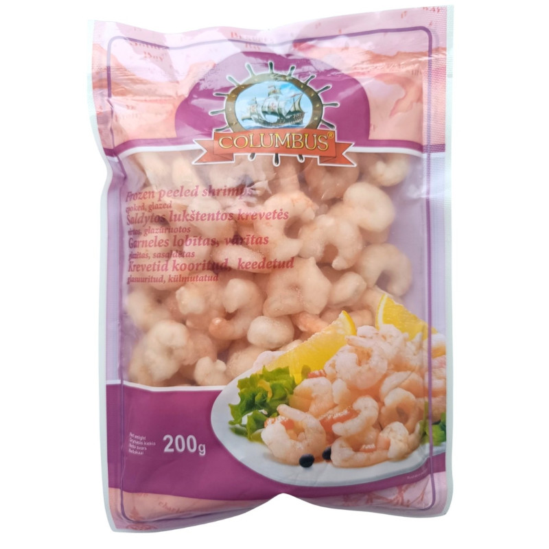 Krevetės, virtos, b/g Colombus šaldytos 200g