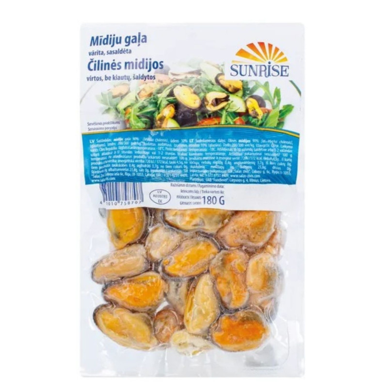 Čilinės midijos Sunrise virtos,be kiautų,180g