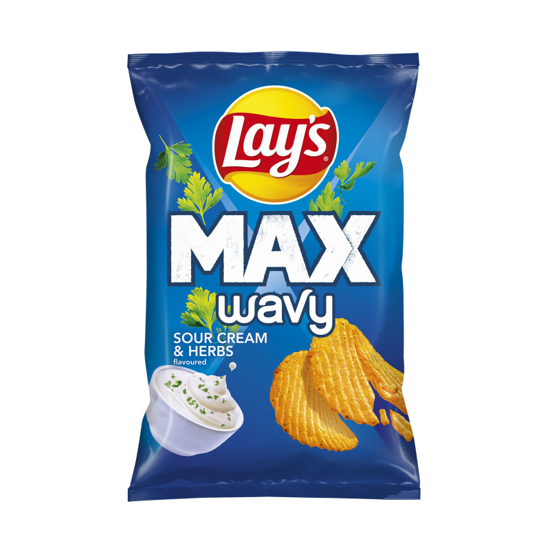 Bulvių traškučiai  Lays  Wavy grietinės ir prieskoninių žolelių skonio,120g