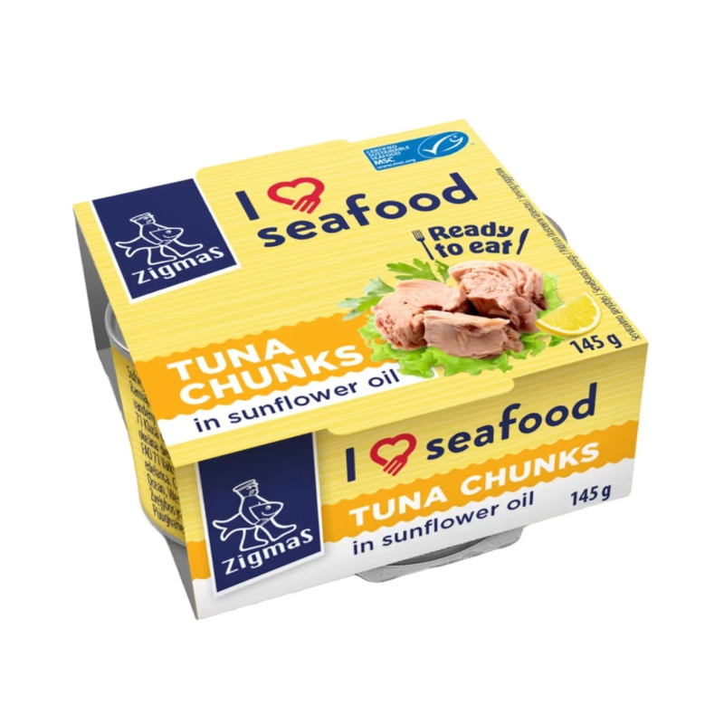 Tuno gabaliukai Zigmas saulėgrąžų aliejuje 145g/102g