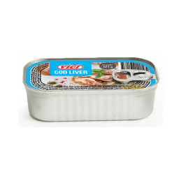 Menkių kepenėlės Cod liver savo aliejuje 121g