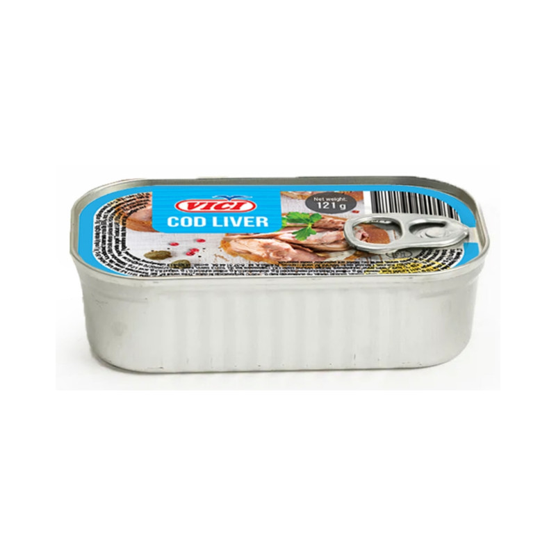 Menkių kepenėlės Cod liver savo aliejuje 121g