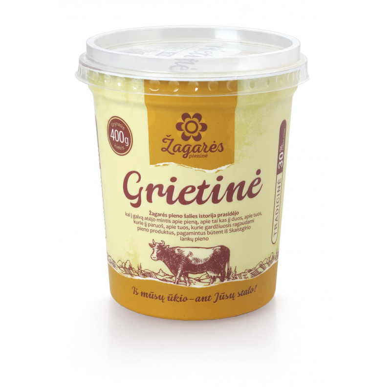 TRADICINĖ grietinė 30% 400 g Žagarės pieninė
