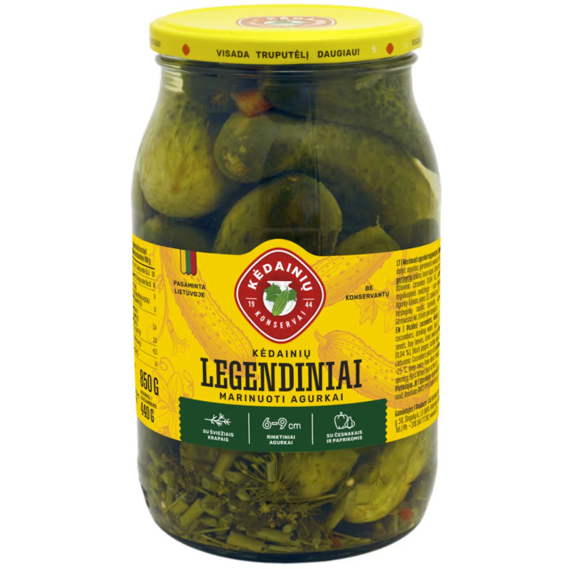 Marinuoti agurkai  Kėdainių legendiniai 850g/440 g