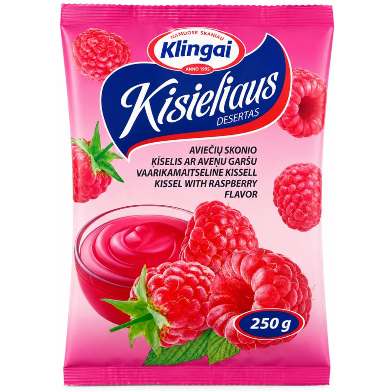 Kisieliaus desertas Klingai aviečių skonio, 250g