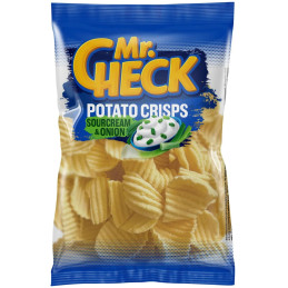Bulvių traškučiai Mr. Check grietinės ir svogūnų skonio, 150g