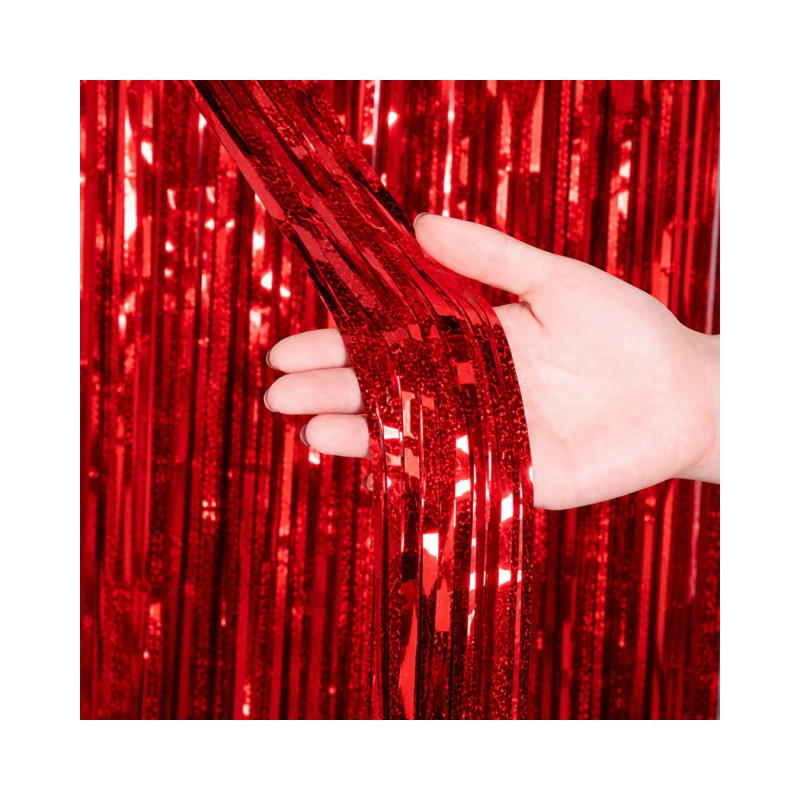 Dekoratyvinė užuolaida lietutis, raudona spalva, 100x200cm