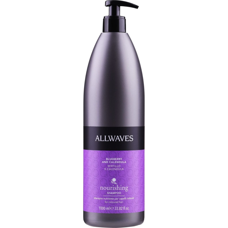Atkuriamasis dažytų plaukų šampūnas Allwaves su mėlynėmis ir medetkomis, 1l