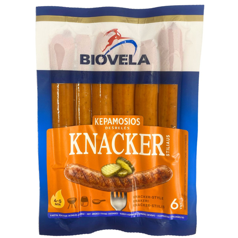 Karštai rūkytos kepamosios Knacker stiliaus dešrelės, 270g