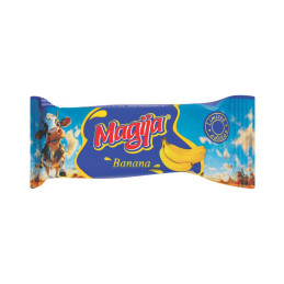 Glaistytas varškės sūrelis MAGIJA su bananais aplietas šokoladu 40g