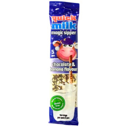 Pieno šiaudeliai Quick Milk šokolado ir bananų skonio, 30g