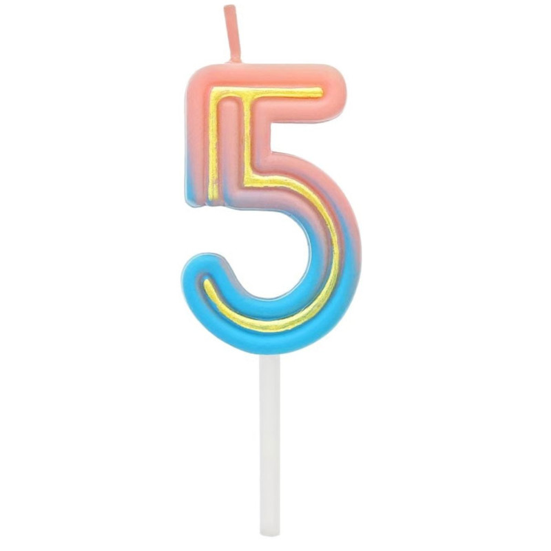 Žvakutė gimtadienio B&C neon "5"