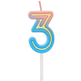 Žvakutė gimtadienio B&C neon "3"