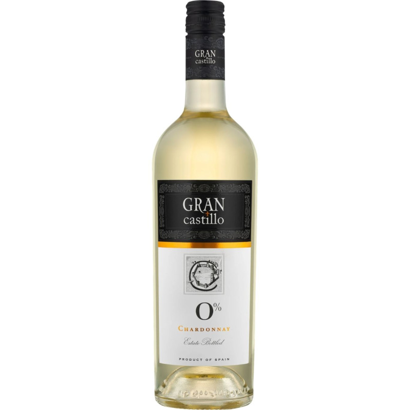 Baltas nealkoholinis vynas GRAN CASTILLO Chardonnay, pusiau saldus (0%), 750 ml
