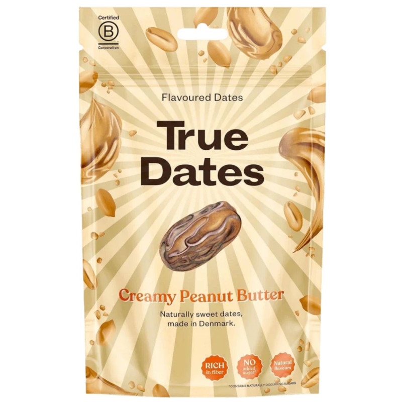Datulės be kauliukų žemės riešutų sviesto apvalkale True Dates, 100 g