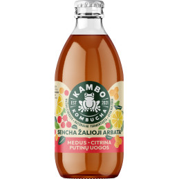 Fermentuotas gėrimas Kambo Kombucha BALANSAS putinų uogos-medus-citrina, 330ml