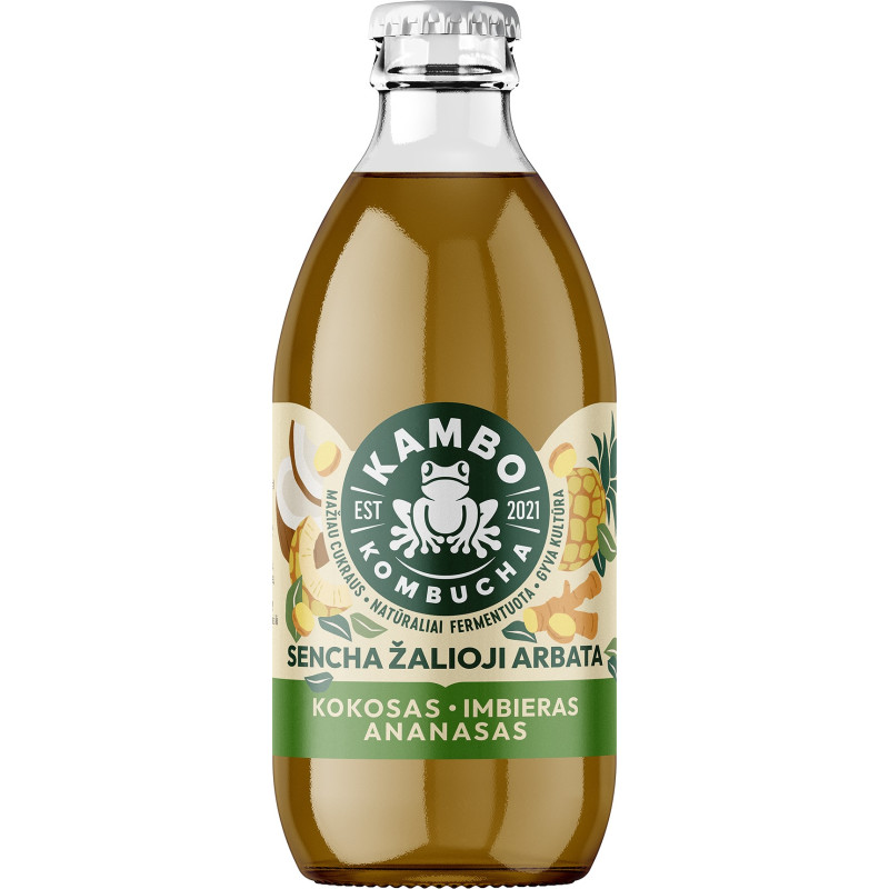 Fermentinis gėrimas Kambo Kombucha Vidinė išmintis ananasas-imbieras, 330ml