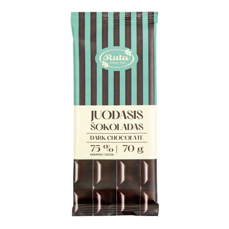 Juodasis šokoladas Rūta 75%, 70g