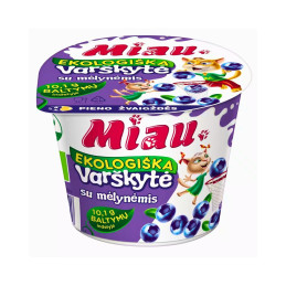 Ekologiška varškytė Miau su mėlynėmis 6% riebumo., 100 g