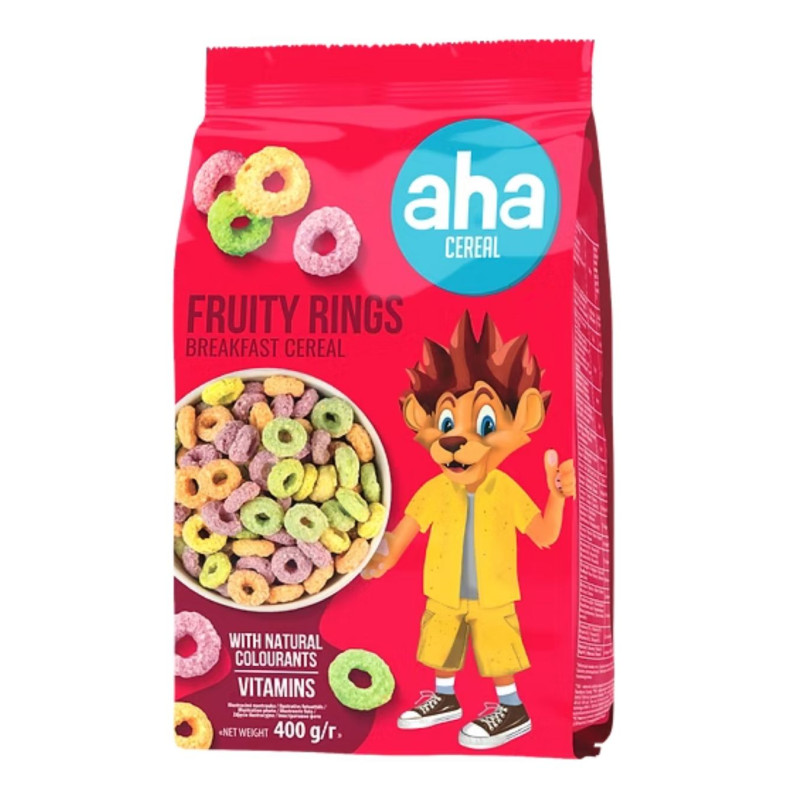 Sausi pusryčiai AHA spalvoti žiedai, 400g