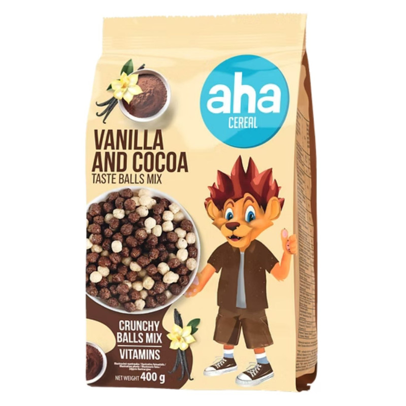 Sausi pusryčiai AHA šokoladiniai rutuliukai, 400 g