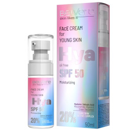 Drėkinamasis veido kremas BELVERE Hya SPF50 50 ml