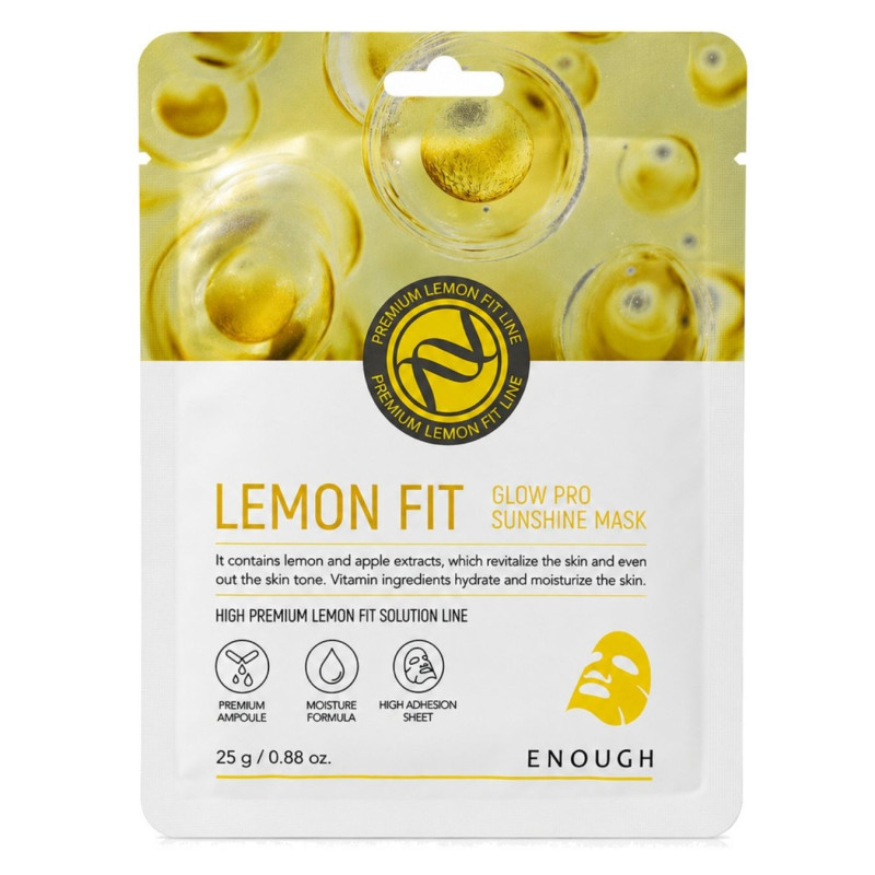 ENOUGH lakštinė veido kaukė LEMON FIT 25 g