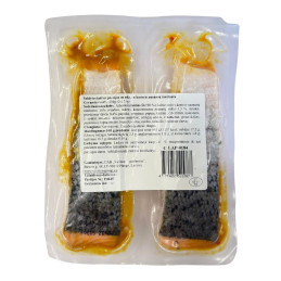 Šaldytos lašišų porcijos su oda, su kario ir ananasų marinatu (vakume) 250 g