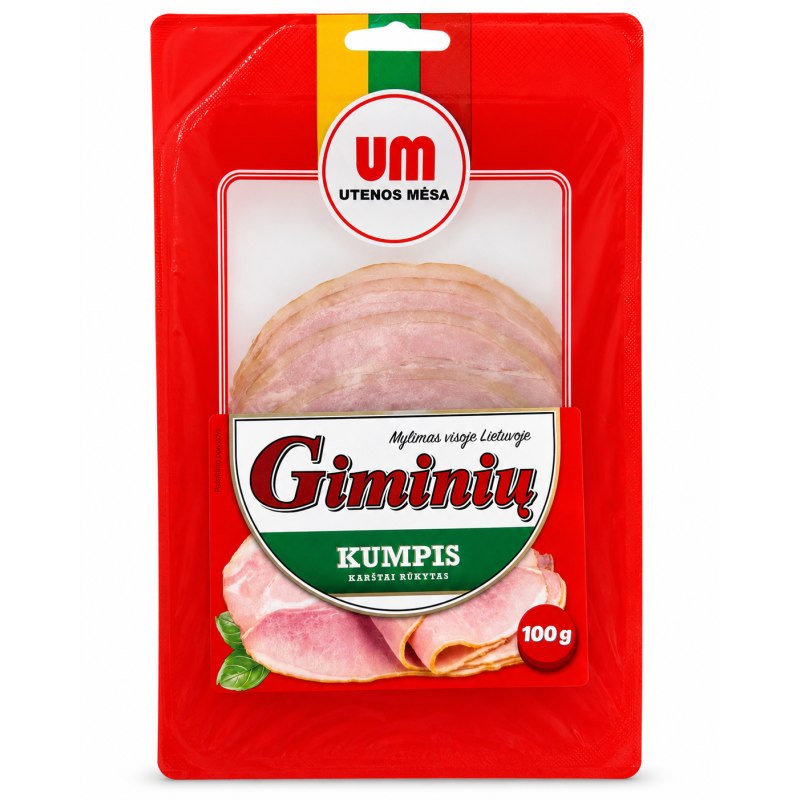 Karštai rūkytas Giminių kiaulienos  kumpis, 100 g