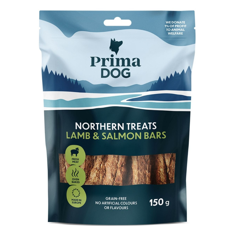 PrimaDog ėrienos ir lašišos juostos, 80 g