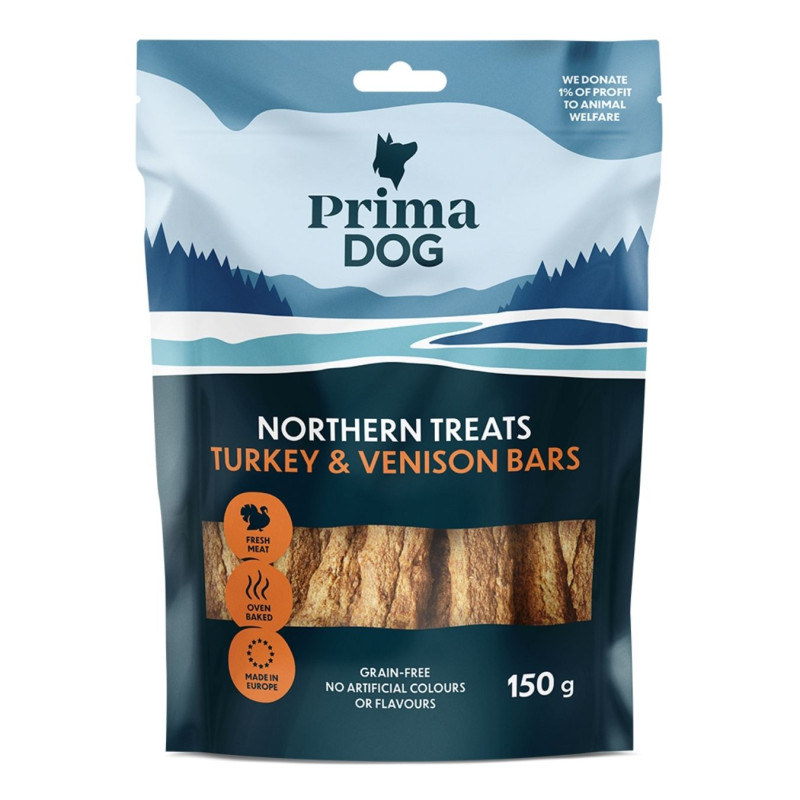 PrimaDog kalakutienos ir stirnienos juostos, 80 g