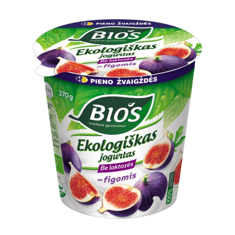 Ekologiškas jogurtas BIOS su figomis be laktozės 3.1%, 370 g