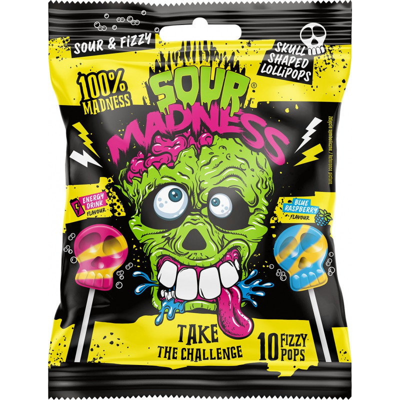 Karamelė "Sour Madness Skull Shaped" itin rūgštūs, kaukolių formų,90g