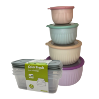 Plastikiniai, stikliniai ir metaliniai indeliai maistui